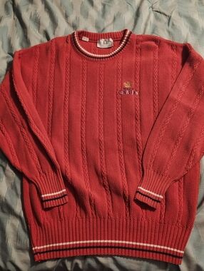 Vintage Molson Canadian Crewnec Knit Sweater With Striped Trim Men's Size Large